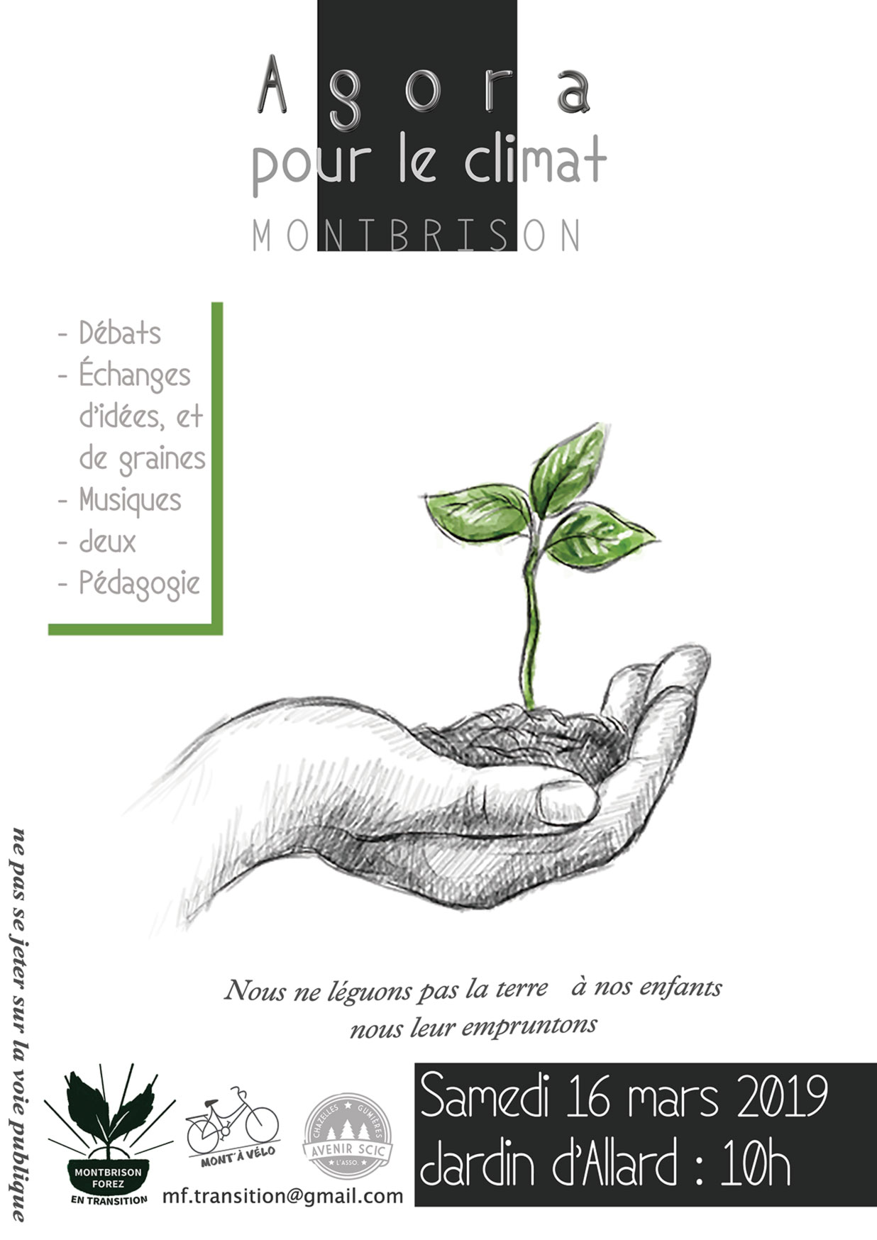 Montbrison en transition , Agora pour le climat samedi 16 mars 2019! Montbrison en transition , Agora pour le climat samedi 16 mars 2019!